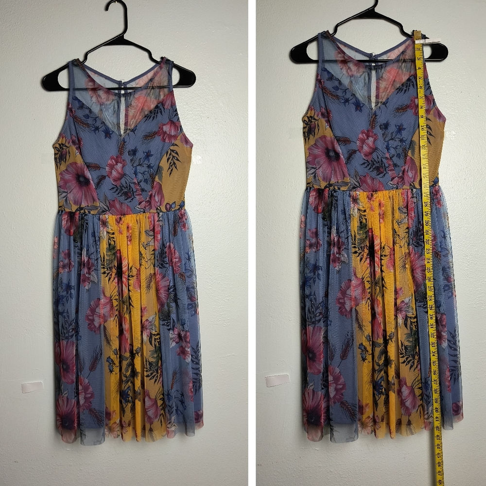 Candalite Size S Contrast Mesh Sleeveless Dress Multi Floral
